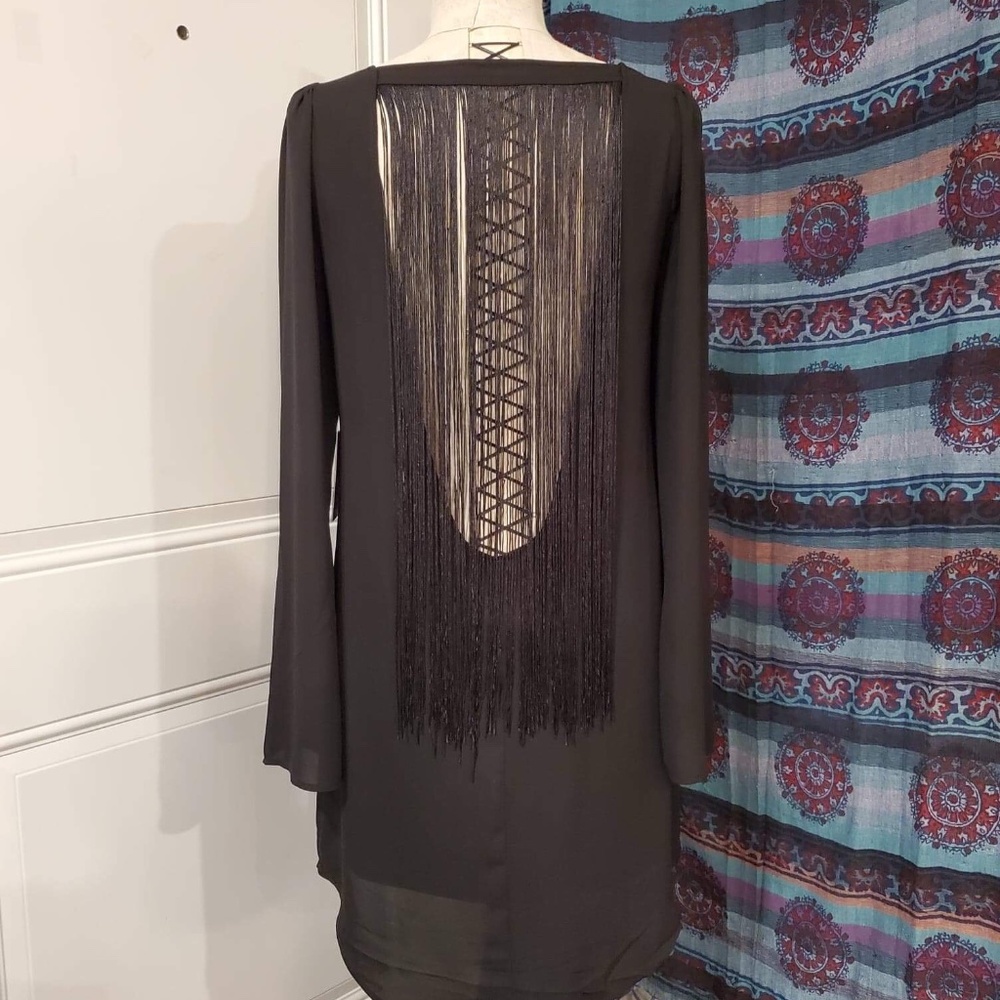Black Fringe Express Cocktail Dress